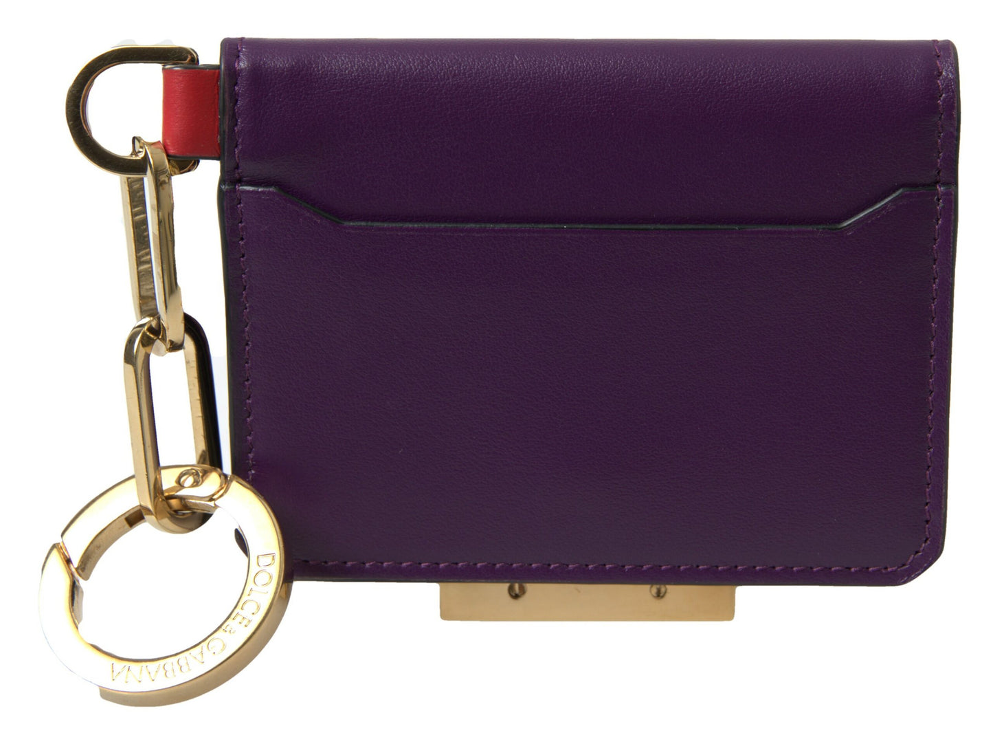 Dolce & Gabbana Purple Calf Leather Bifold Logo Card Holder Wallet