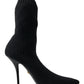 Dolce & Gabbana Black Stiletto Heel Mid Calf Boot Shoes