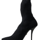 Dolce & Gabbana Black Stiletto Heel Mid Calf Boot Shoes