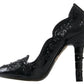 Dolce & Gabbana Black CINDERELLA Floral Crystal Heels Shoes