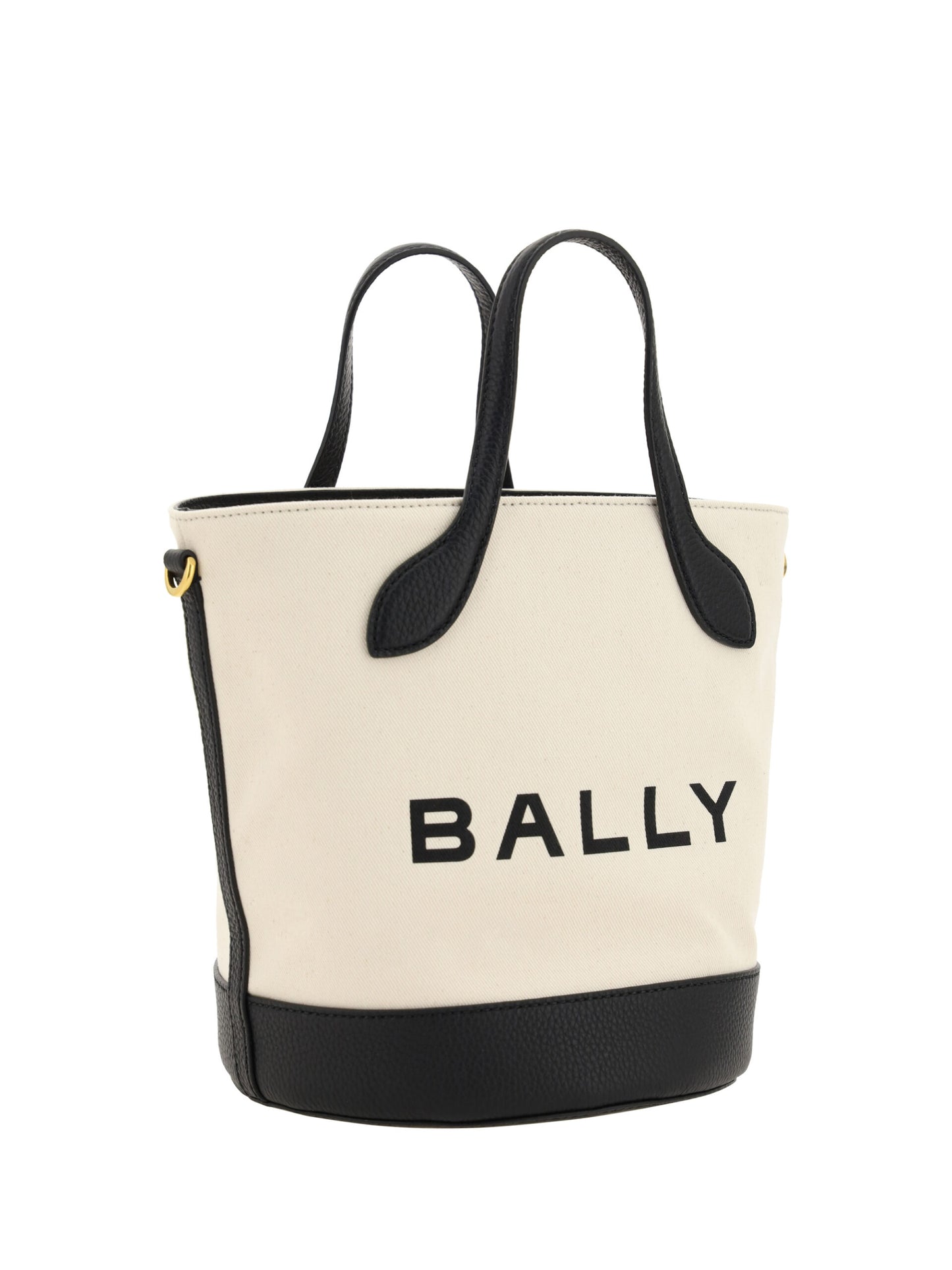 Bally White and Black Leather Bucket Bag