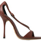 Dolce & Gabbana Brown Leather High Heels Sandals Shoes