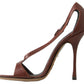 Dolce & Gabbana Brown Leather High Heels Sandals Shoes