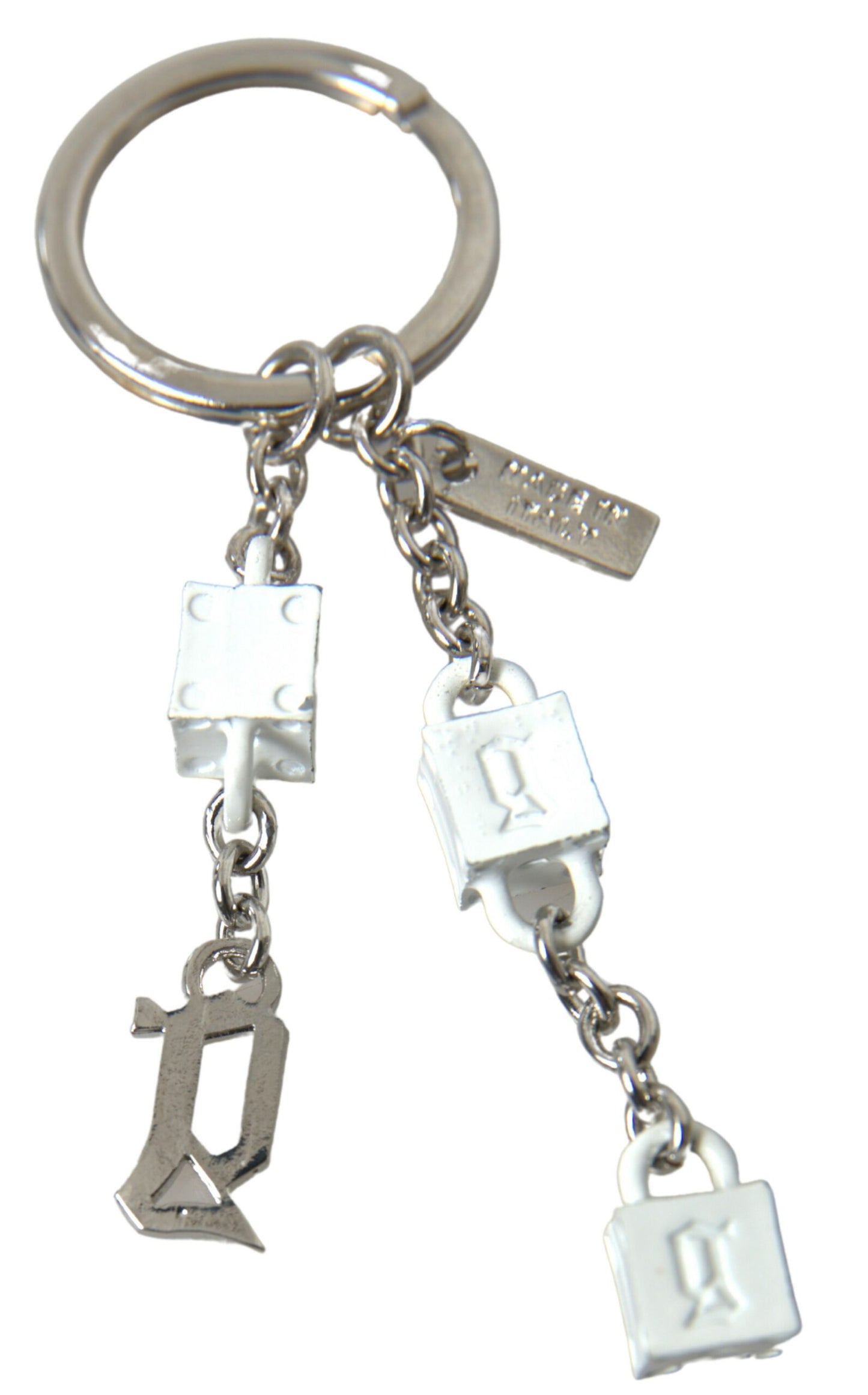 Dolce & Gabbana Silver Tone Metal DG Logo Engraved Keyring Keychain