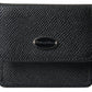 Dolce & Gabbana Black Textured Leather Bifold Logo Coin Purse Wallet