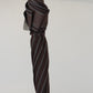 Dolce & Gabbana Brown Striped Leather Handle Collapsible Sartoria Umbrella