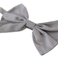 Dolce & Gabbana Bow Tie Men Silver Gray Silk Adjustable Neck Papillon