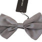 Dolce & Gabbana Bow Tie Men Silver Gray Silk Adjustable Neck Papillon