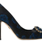 Dolce & Gabbana Blue Floral Ayers Crystal Pumps Shoes