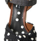 Dolce & Gabbana Black White Polka Dotted Ankle Strap Wedge Sandals