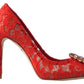 Dolce & Gabbana Red Taormina Lace Crystal Heels Pumps Shoes