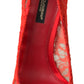 Dolce & Gabbana Red Taormina Lace Crystal Heels Pumps Shoes