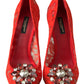 Dolce & Gabbana Red Taormina Lace Crystal Heels Pumps Shoes