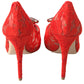 Dolce & Gabbana Red Taormina Lace Crystal Heels Pumps Shoes