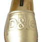 Dolce & Gabbana Gold Leather D&G Loafers Flats Espadrille Shoes