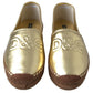 Dolce & Gabbana Gold Leather D&G Loafers Flats Espadrille Shoes