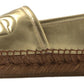 Dolce & Gabbana Gold Leather D&G Loafers Flats Espadrille Shoes