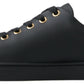 Dolce & Gabbana Black Gold Leather Classic Sneakers Shoes