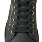 Dolce & Gabbana Black Gold Leather Classic Sneakers Shoes