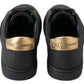 Dolce & Gabbana Black Gold Leather Classic Sneakers Shoes