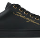 Dolce & Gabbana Black Gold Leather Classic Sneakers Shoes