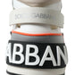 Dolce & Gabbana White Gray Multicolor Leather High Top Sneakers Shoes