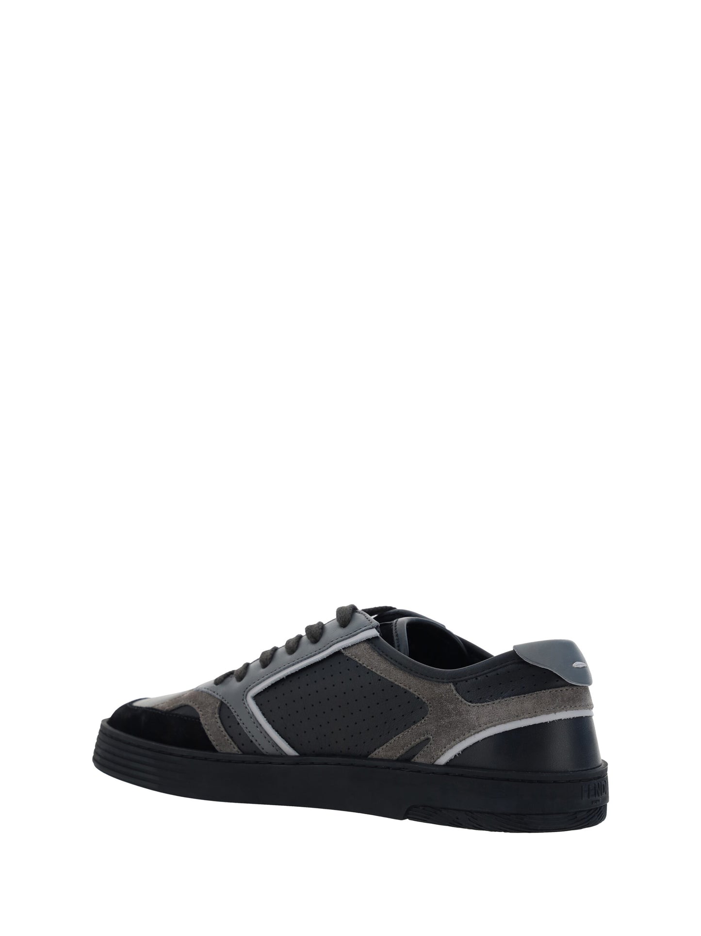 Fendi Black Grey Calf Leather Sneakers