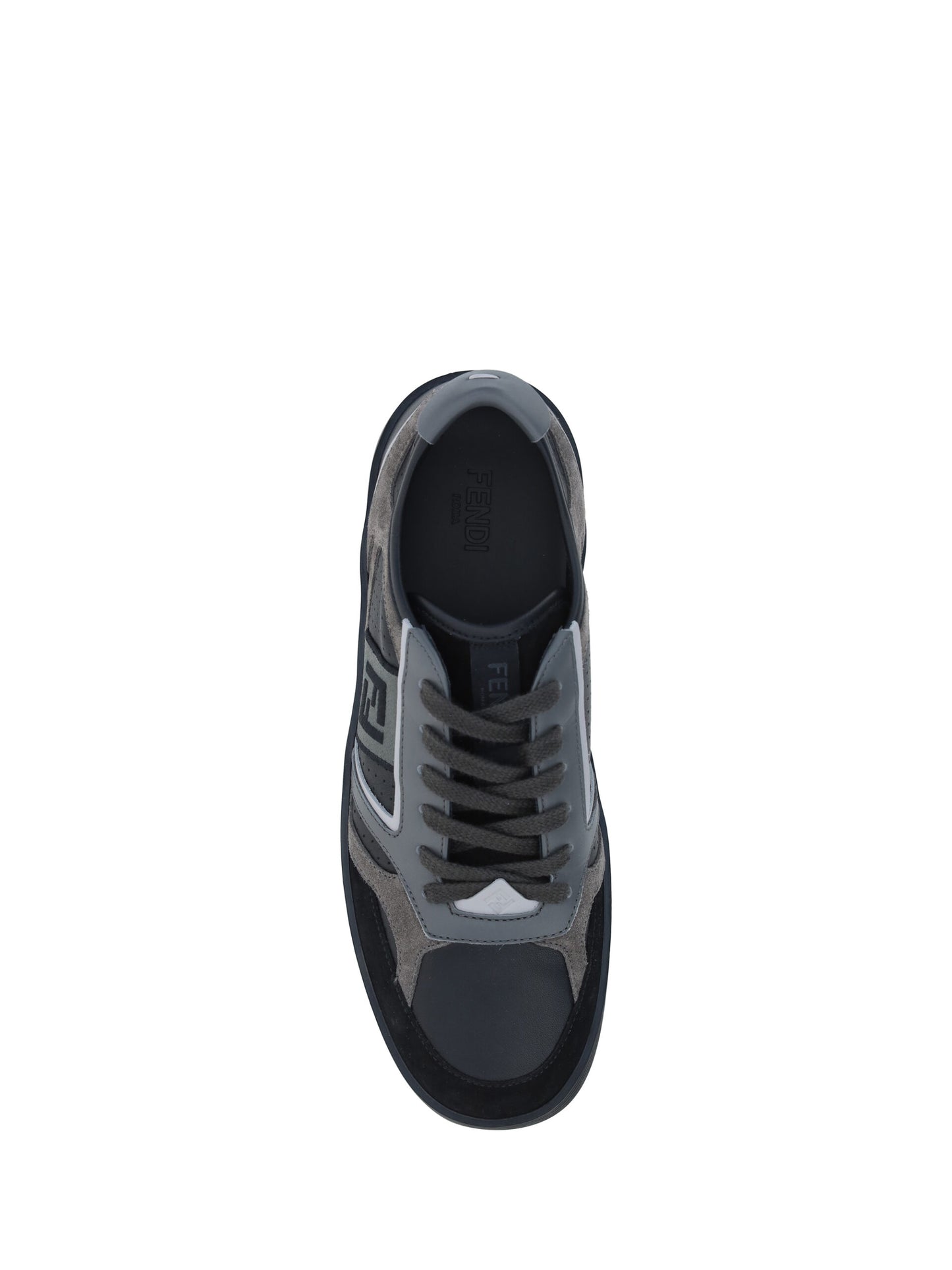 Fendi Black Grey Calf Leather Sneakers