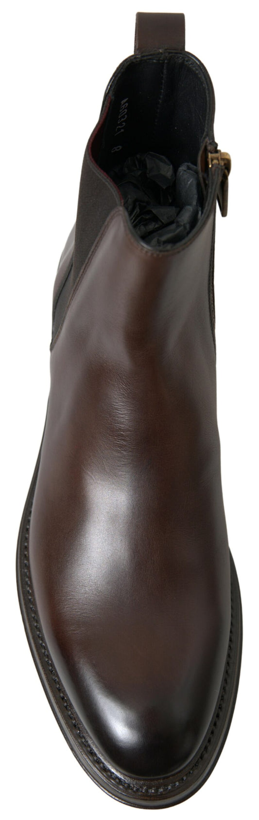 Dolce & Gabbana Brown Leather Chelsea Boots Shoes