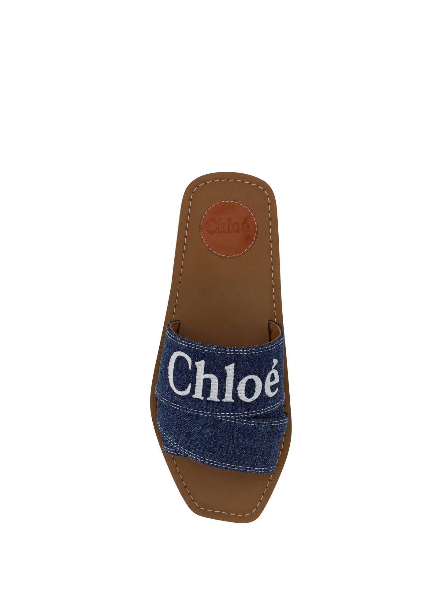 Chloé Denim Blue Woody Slides Sandals