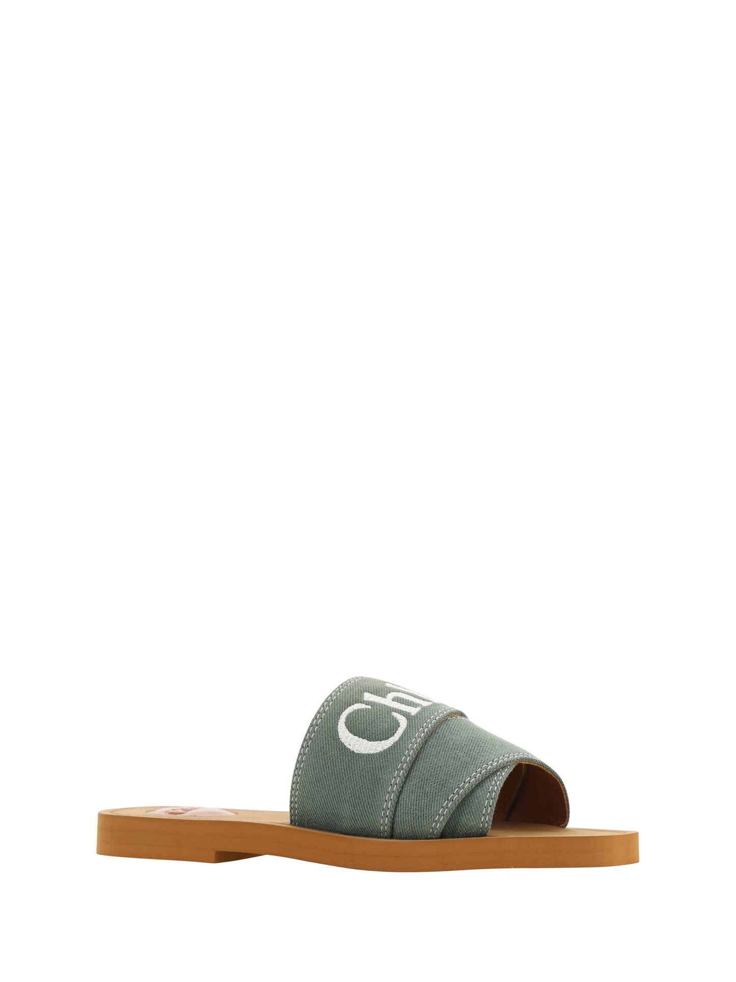 Chloé Forest Green Woody Slides Sandals