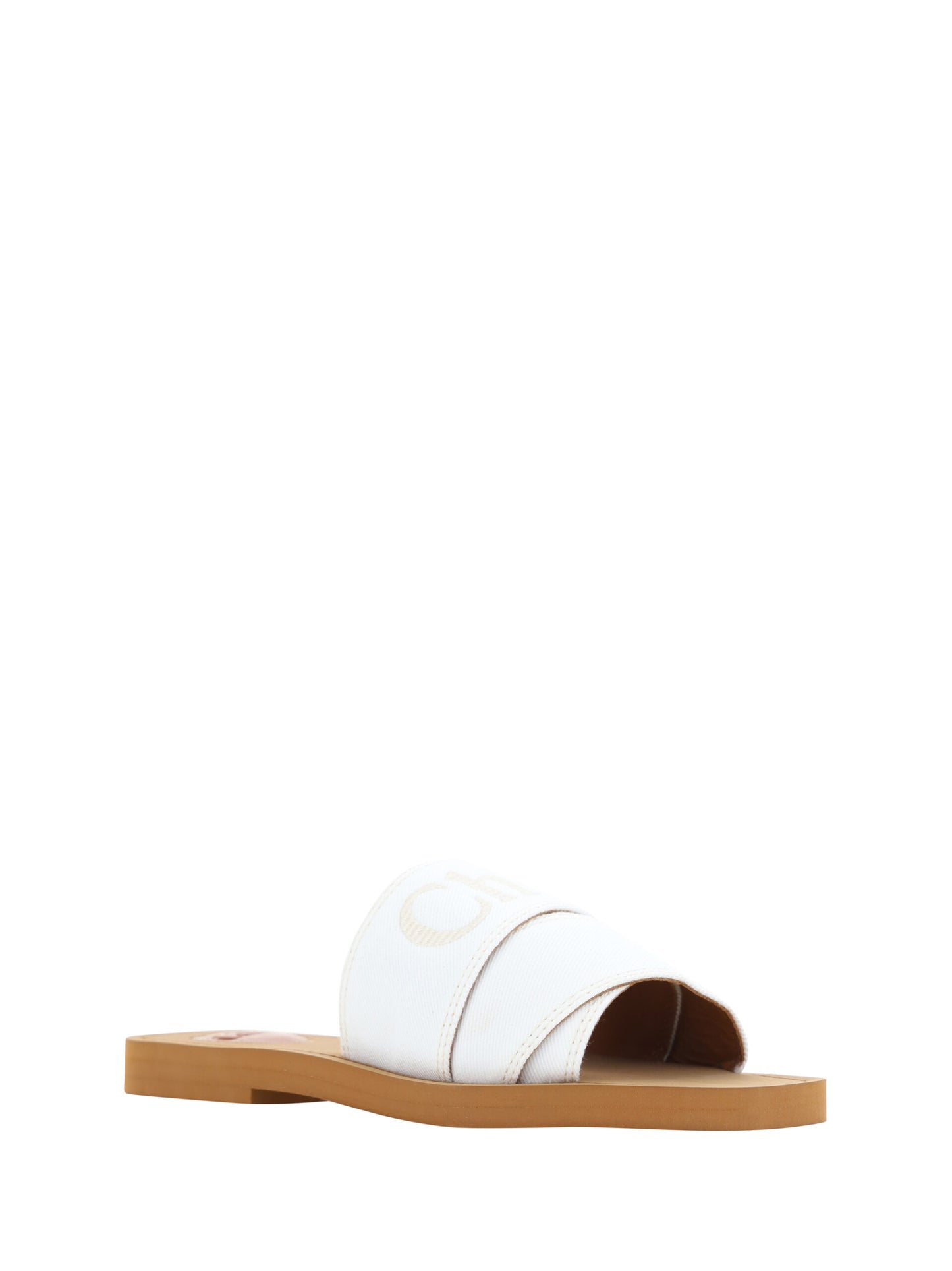 Chloé White Woody Slides Sandals