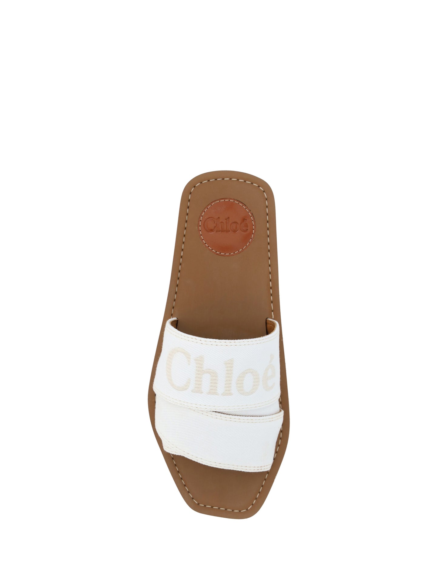 Chloé White Woody Slides Sandals