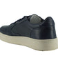 Saxone of Scotland Navy Blue Leather Low Top Sneakers