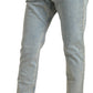 Dolce & Gabbana Blue Washed Cotton Mid Waist Skinny Jeans