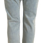 Dolce & Gabbana Blue Washed Cotton Mid Waist Skinny Jeans