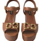 Dolce & Gabbana Brown Leather AMORE Wedge Sandals Shoes