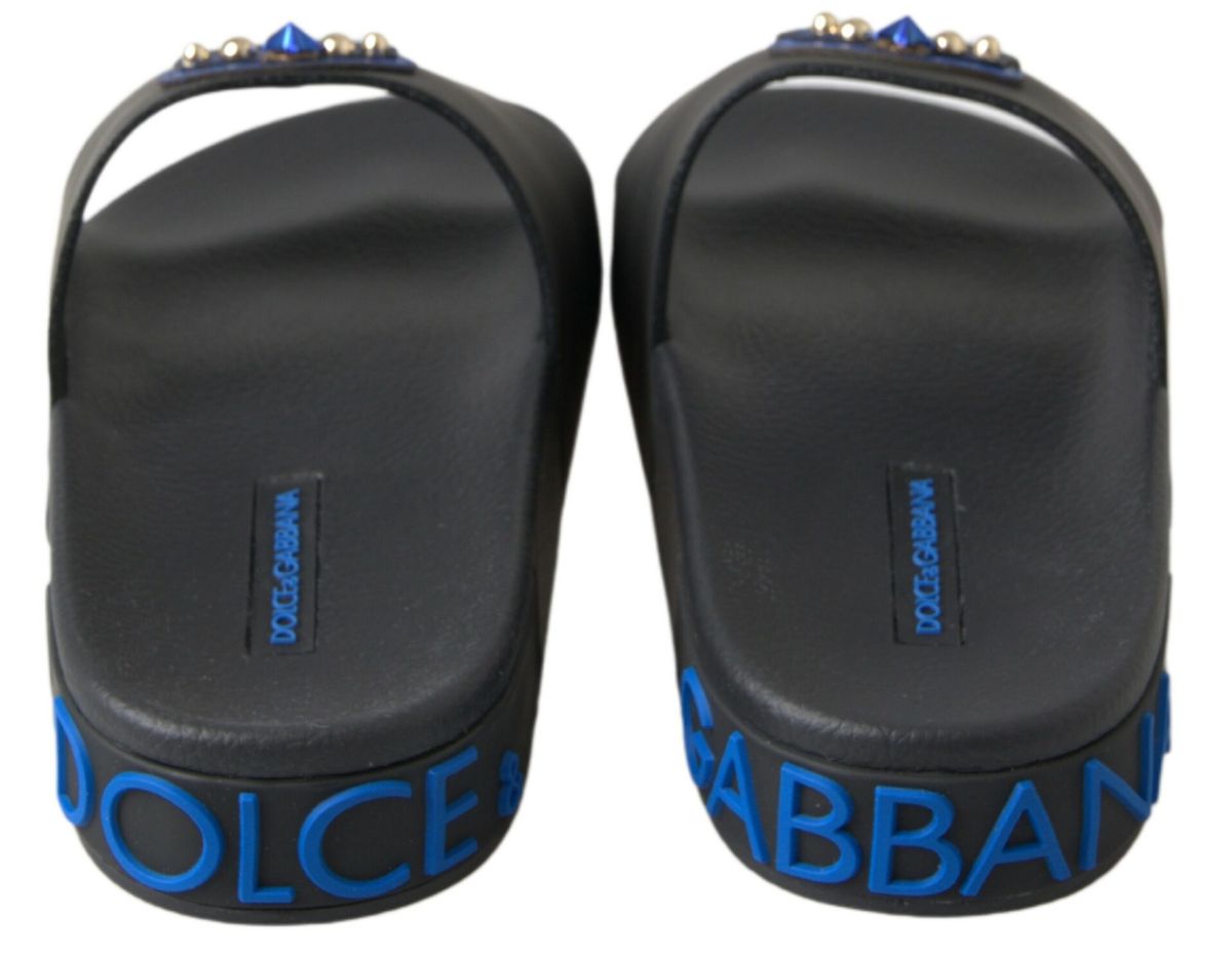 Dolce & Gabbana Black Saint Barth Slides Beach Shoes