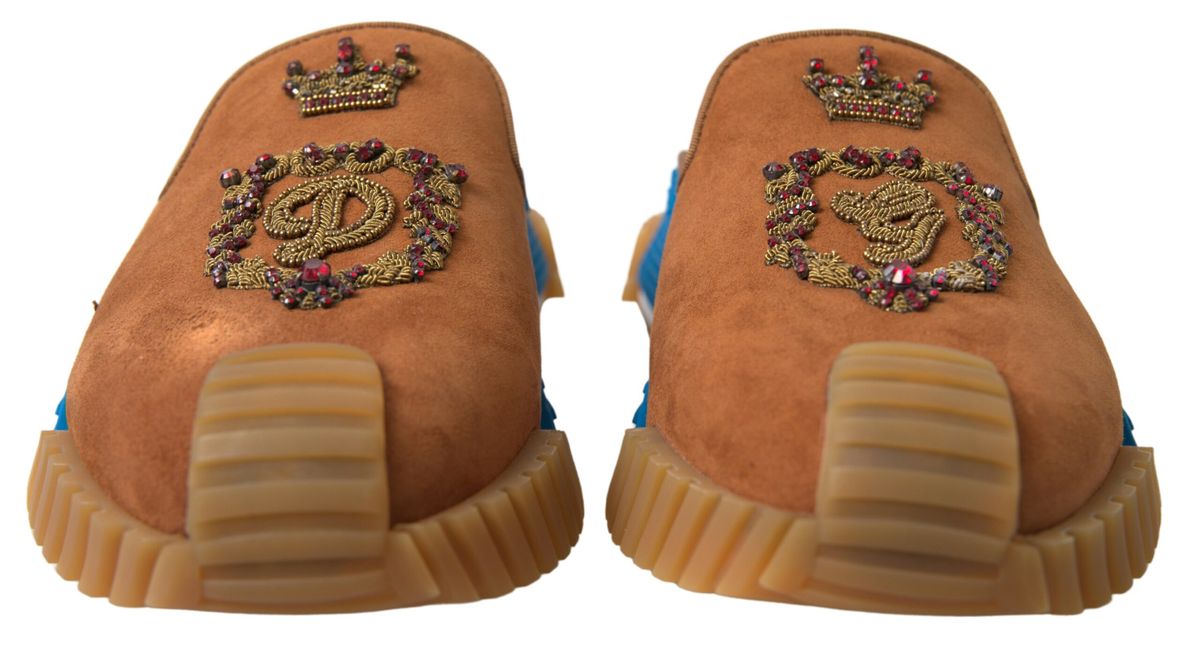 Dolce & Gabbana Brown Suede Crown Logo NS1 Slides Sandals