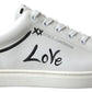 Dolce & Gabbana White Leather Brown LOVE Casual Sneakers