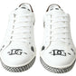 Dolce & Gabbana White Leather Brown LOVE Casual Sneakers