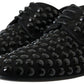 Dolce & Gabbana Black Suede Leather Crystal Shoes