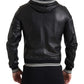 Dolce & Gabbana Black Leather Full Zip Hooded Men Jacket