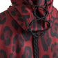 Dolce & Gabbana Red Black Leopard Hooded Rain Coat Jacket