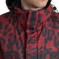 Dolce & Gabbana Red Black Leopard Hooded Rain Coat Jacket