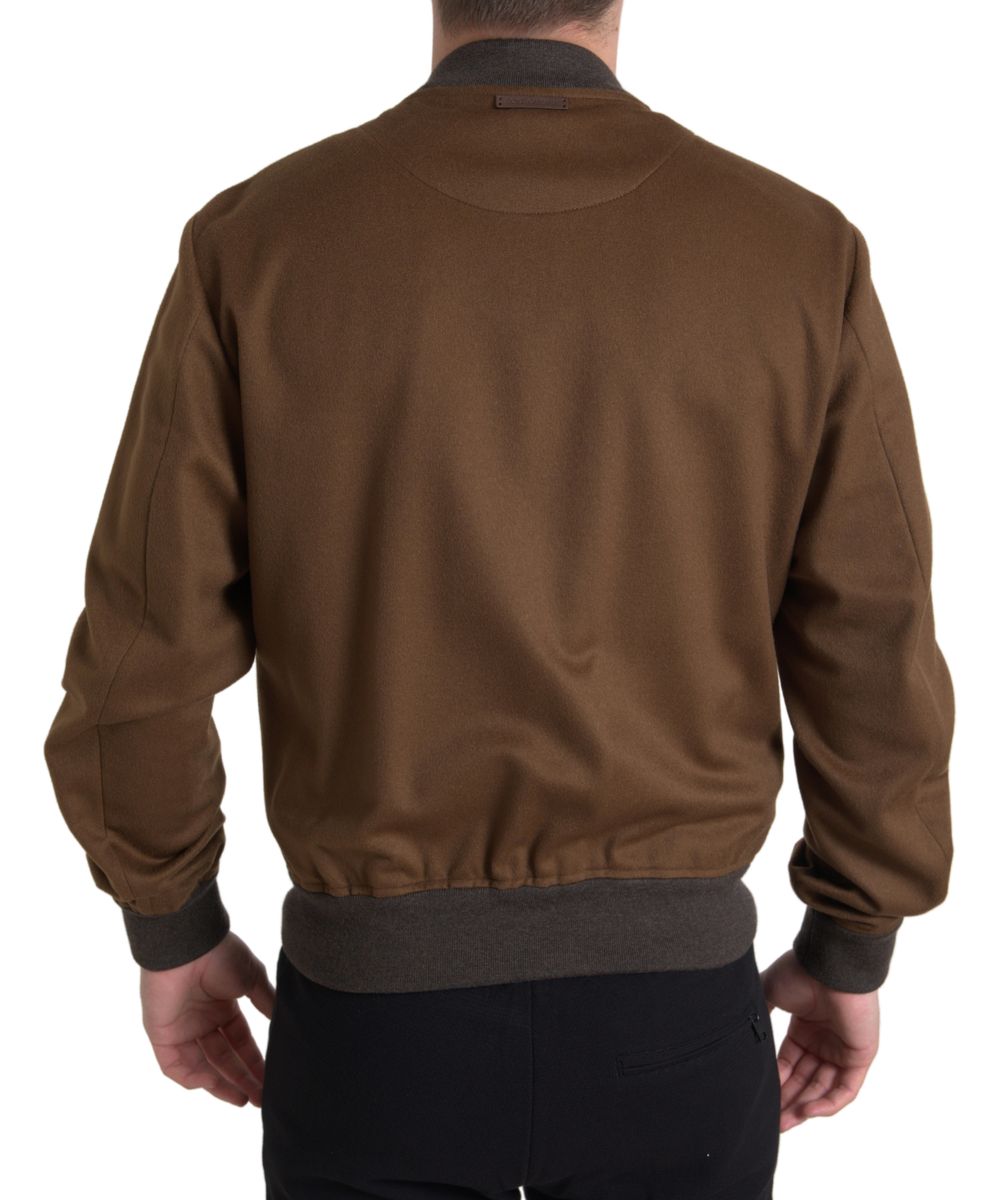 Dolce & Gabbana Brown Cashmere Zip Bomber Jacket