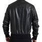 Dolce & Gabbana Black Leather Zip Bomber Jacket