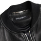 Dolce & Gabbana Black Leather Zip Bomber Jacket