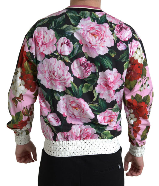 Dolce & Gabbana Pink Floral Roses Crewneck Sweater