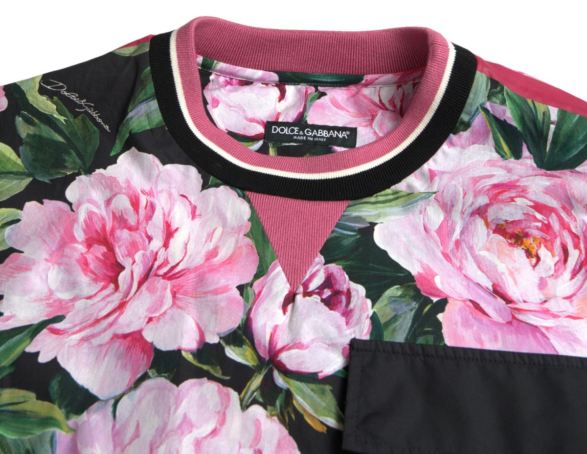 Dolce & Gabbana Pink Floral Roses Crewneck Sweater